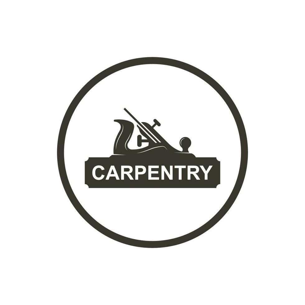 Vintage wood carpentry logo vector