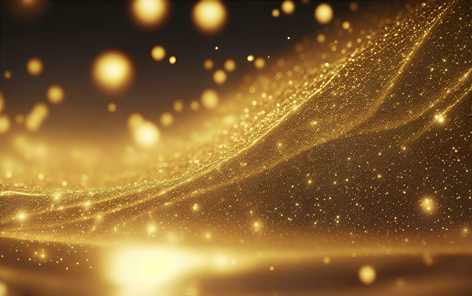 Abstract shiny light and gold particle background. Generative AI. photo
