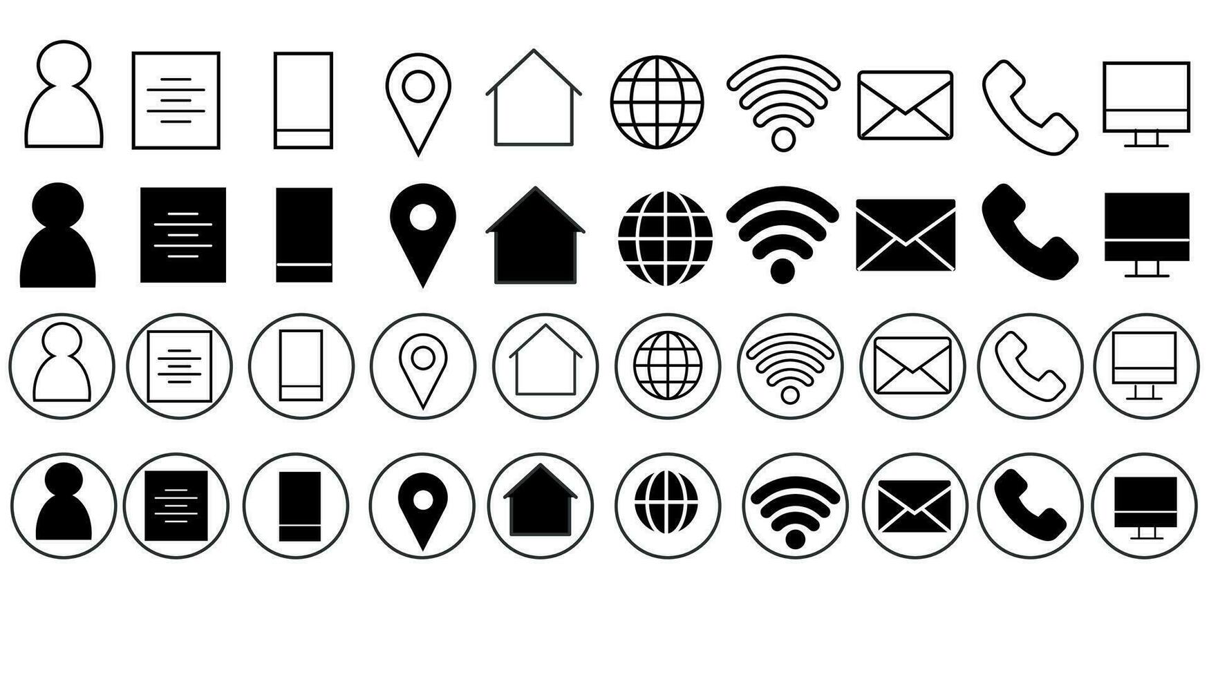 Contact Information Icon Set For Bussiness Card, Website etc. vector