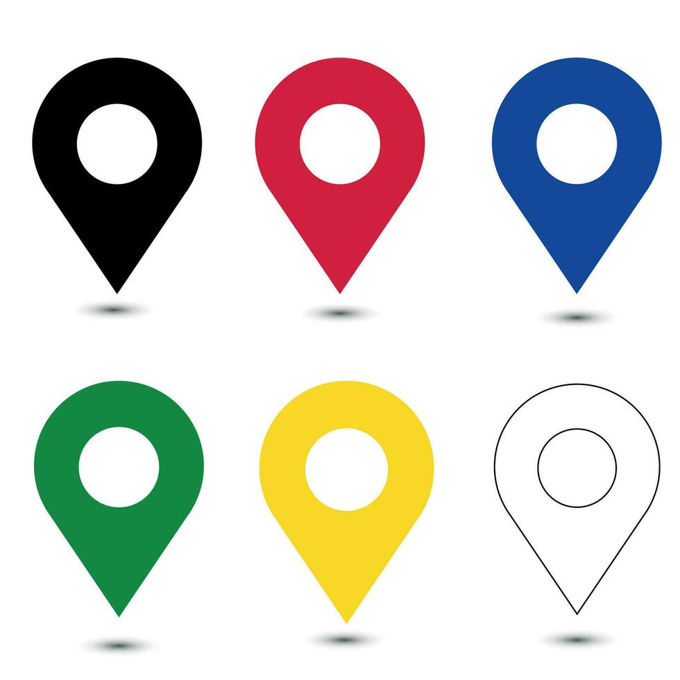 Set map point icons. Map pin sign location icons. Vector illustration.