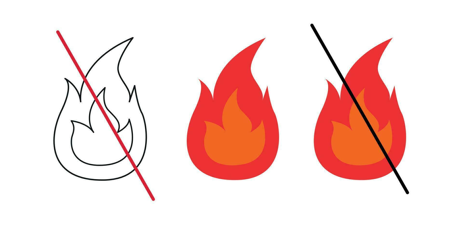 ban fire icon set. warning fire icon sign symbol collections on transparent background, vector illustration