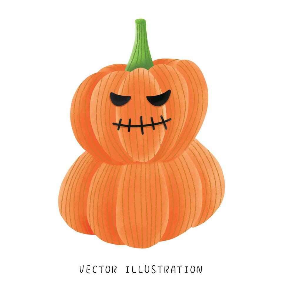 Spooky Halloween pumpkin head. vector