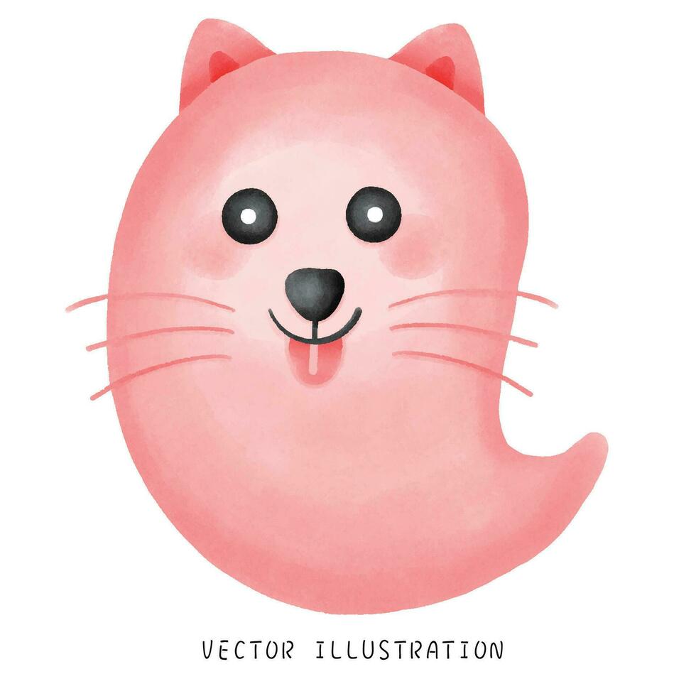 A cute watercolor fox dressed as a ghost for Halloween floating in the air vector