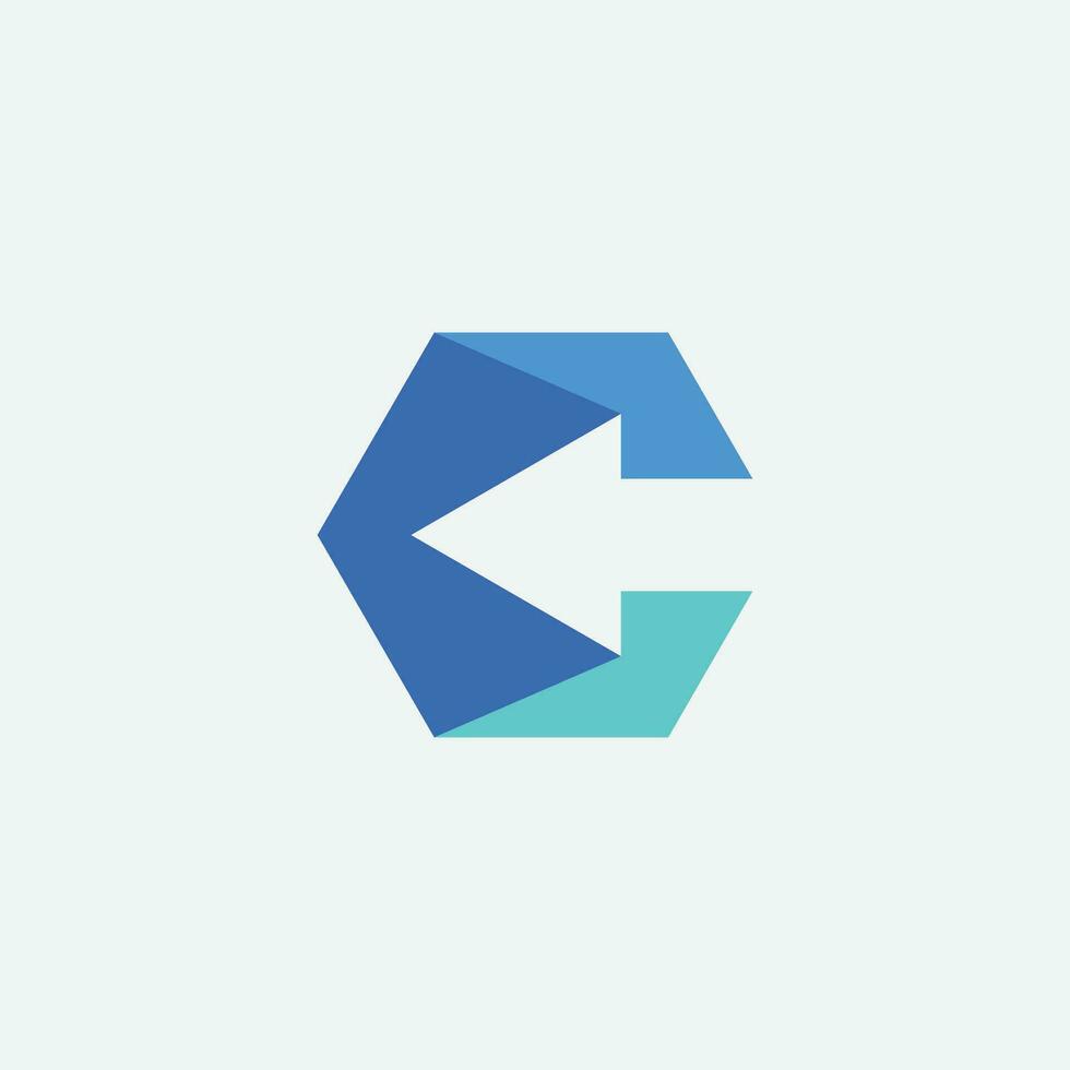 Modern C letter app logo design vector