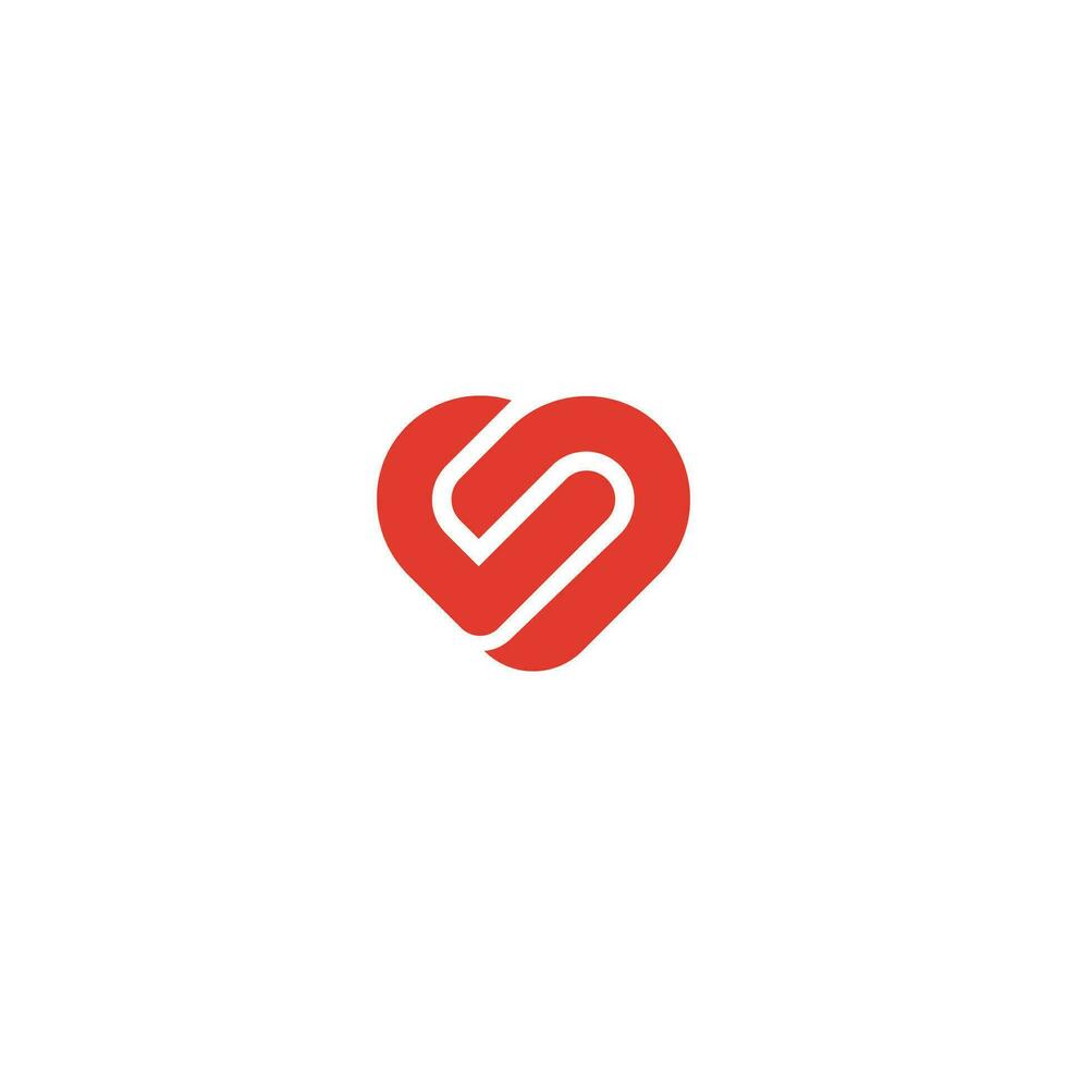 Heart vector symbol. Valentines day ribbon logotype. Abstract line logo icon design