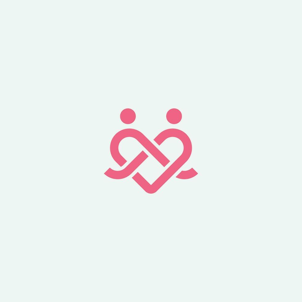 Heart vector symbol. Valentines day ribbon logotype. Abstract line logo icon design.