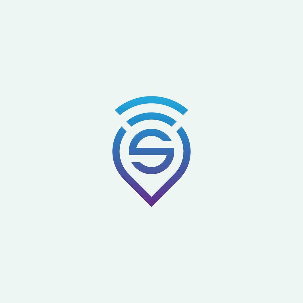 Letter s logo design with Point, location, gps template vector illustration.