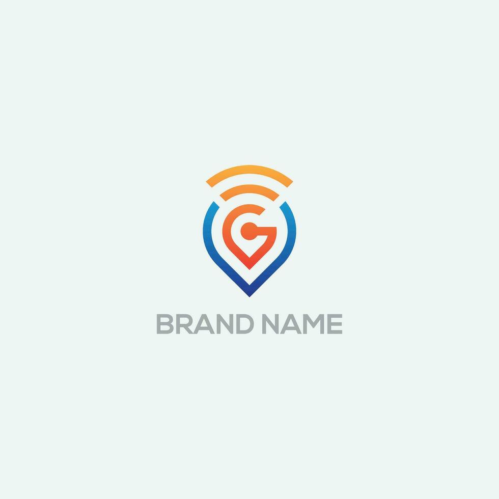 Letter g logo design with Point, location, gps template vector illustration.