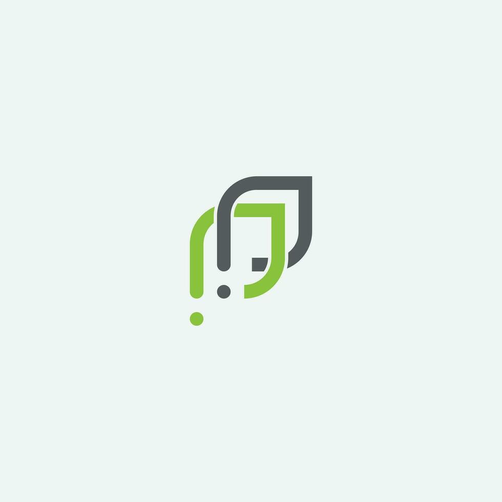 Modern Letter P Leaf Outline Creative Logo elements. vector