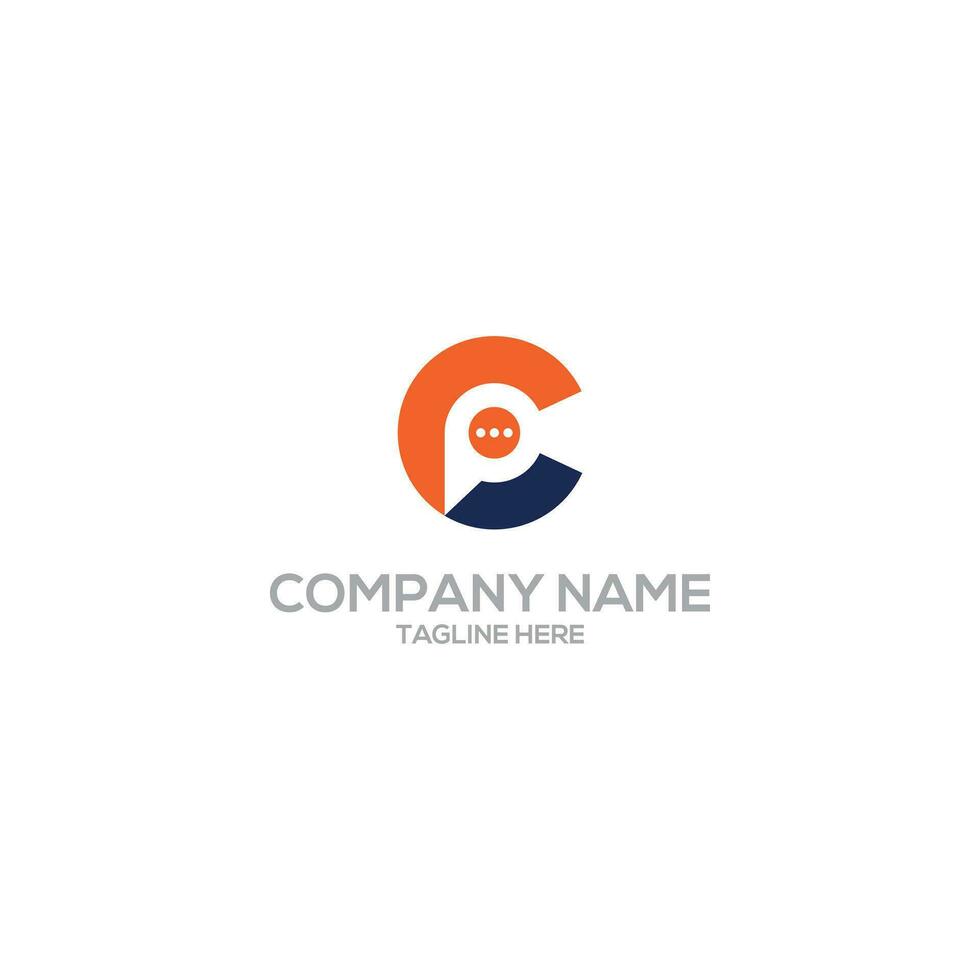 Letter C P CP PC chat communication logo design vector element.