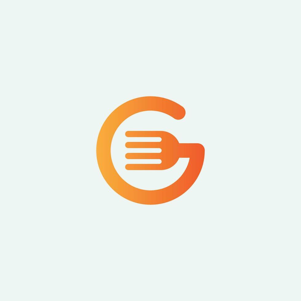 Initial letter G logo with restaurant vector elements.