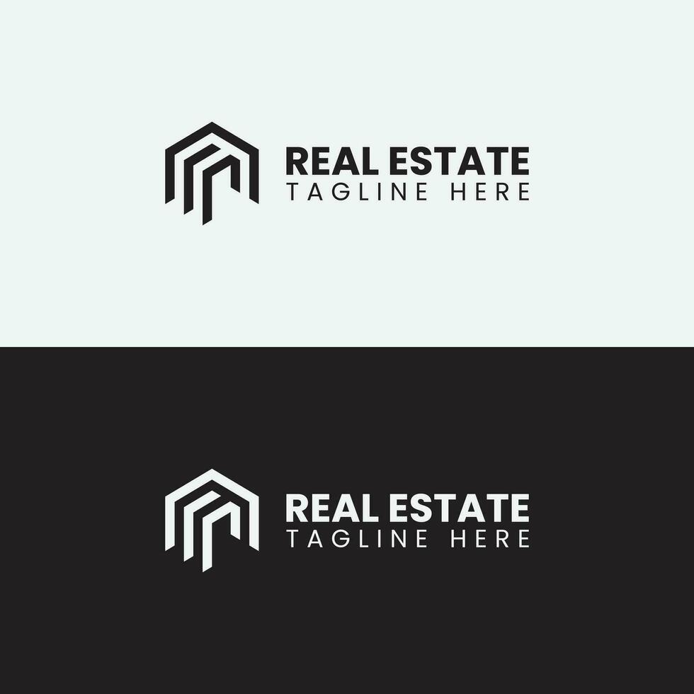 Minimalist Real Estate Line Logo. Isolated in white and black background. vector