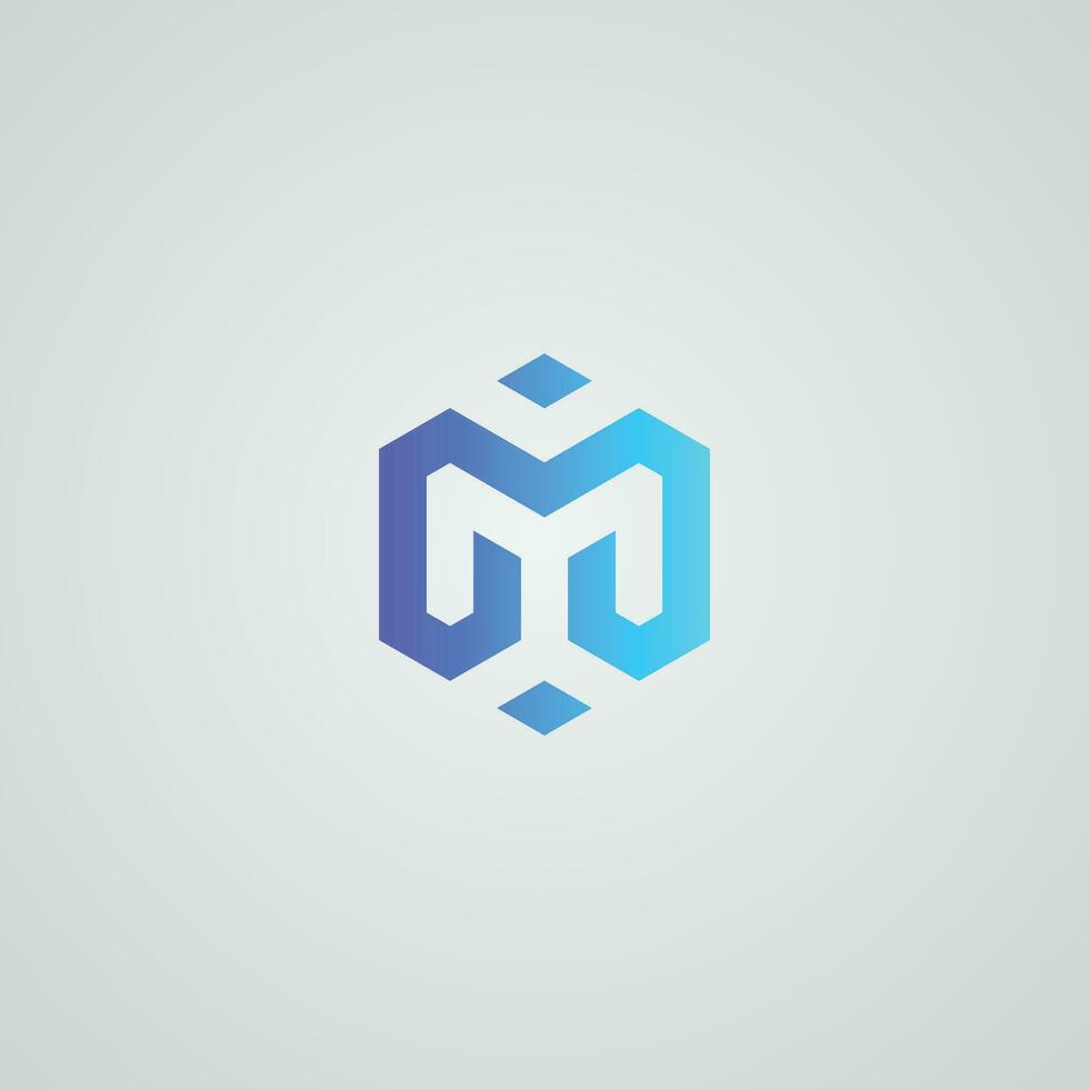 Abstract letter M logo design template. Colorful hexagon creative element. vector