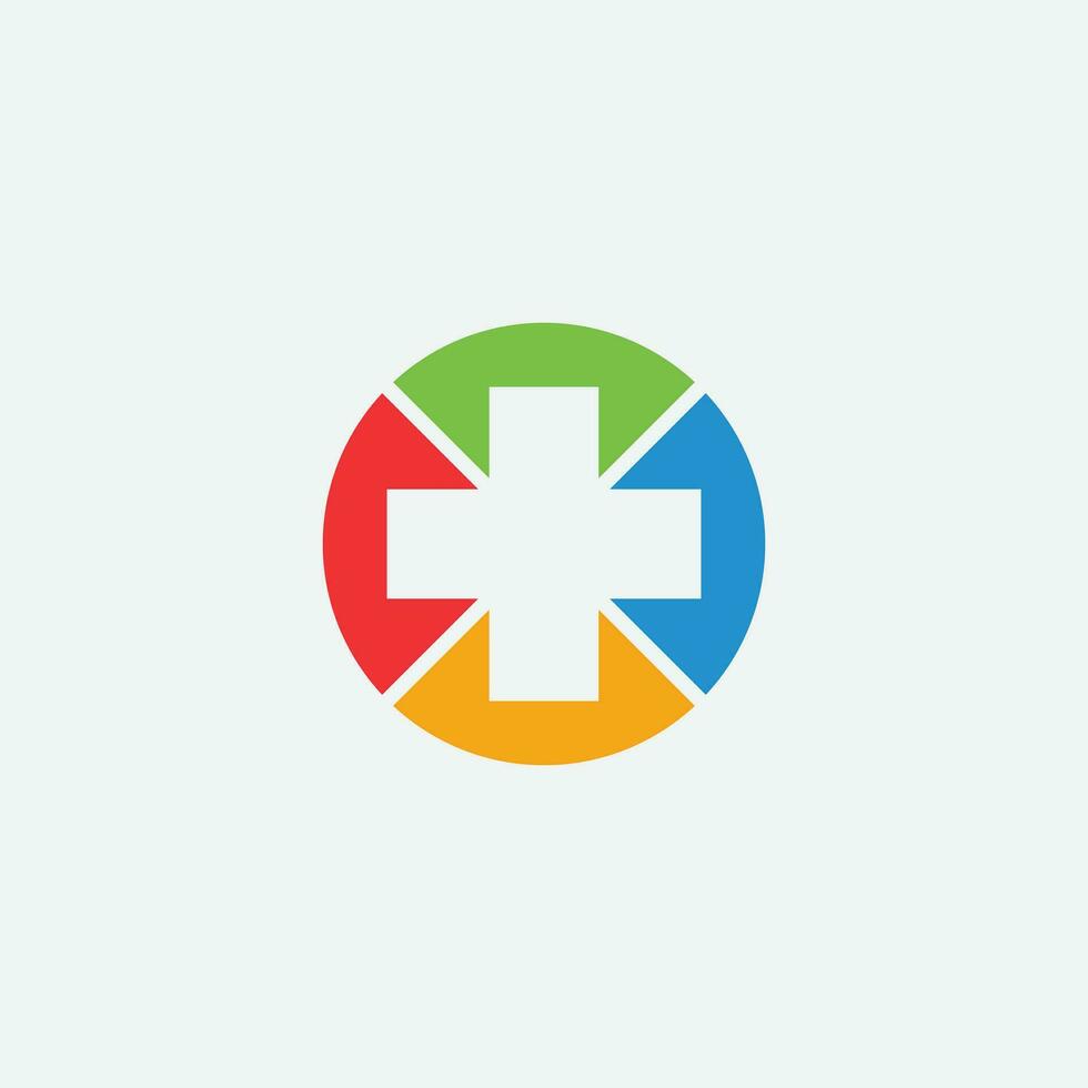 Creative Medical healthcare circle shape plus icon vector template.