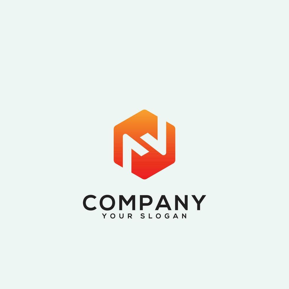 Abstract N letter logo design template. creative Colorful hexagon sign. vector