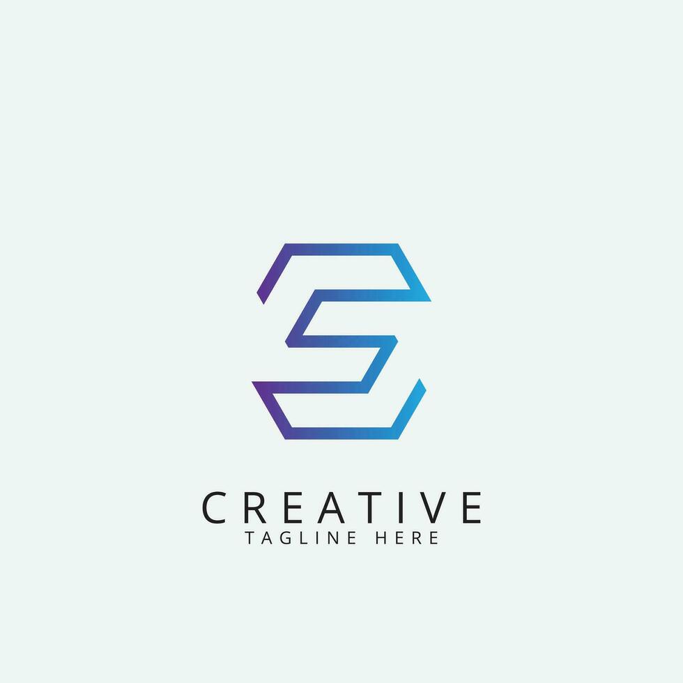 Hexagon letter S logo for technology design vector template.