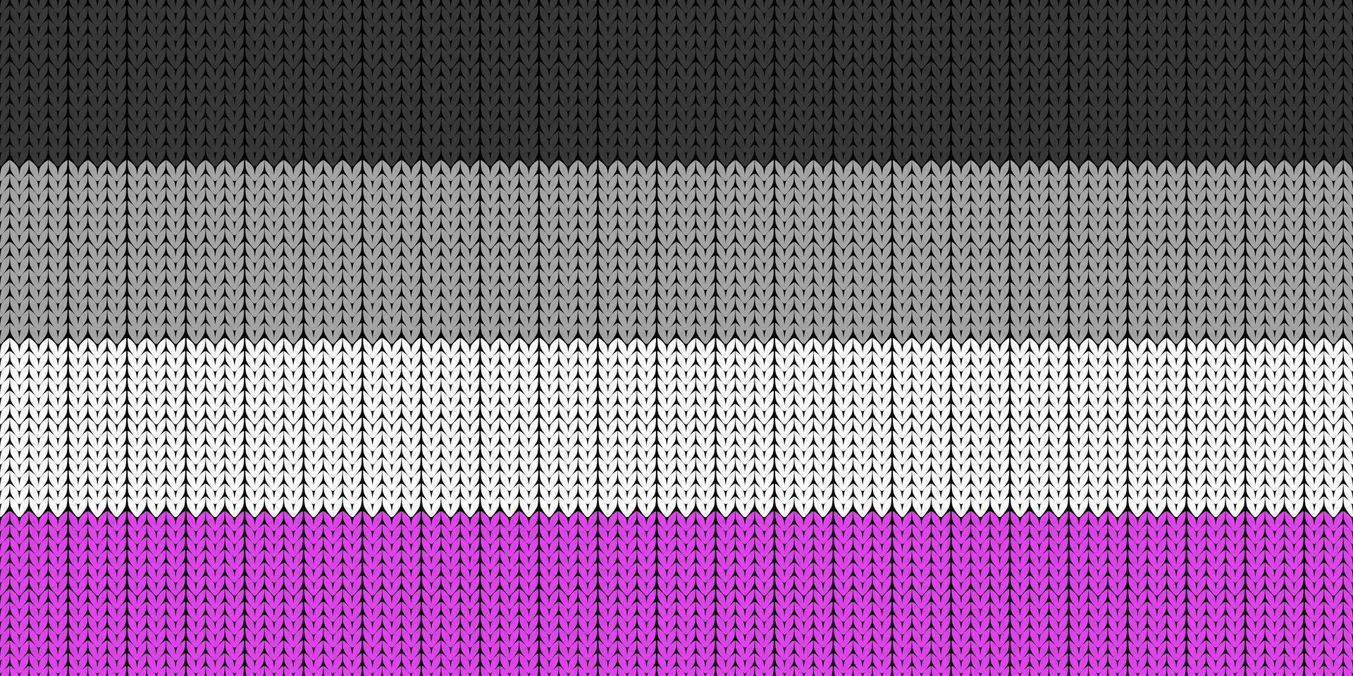 Asexual Flag. Pride flag illustration. Lgbt community symbol in rainbow colors. Vector backdrop for your design. LGBT FLAG WITH Knitting. Rainbow Flag