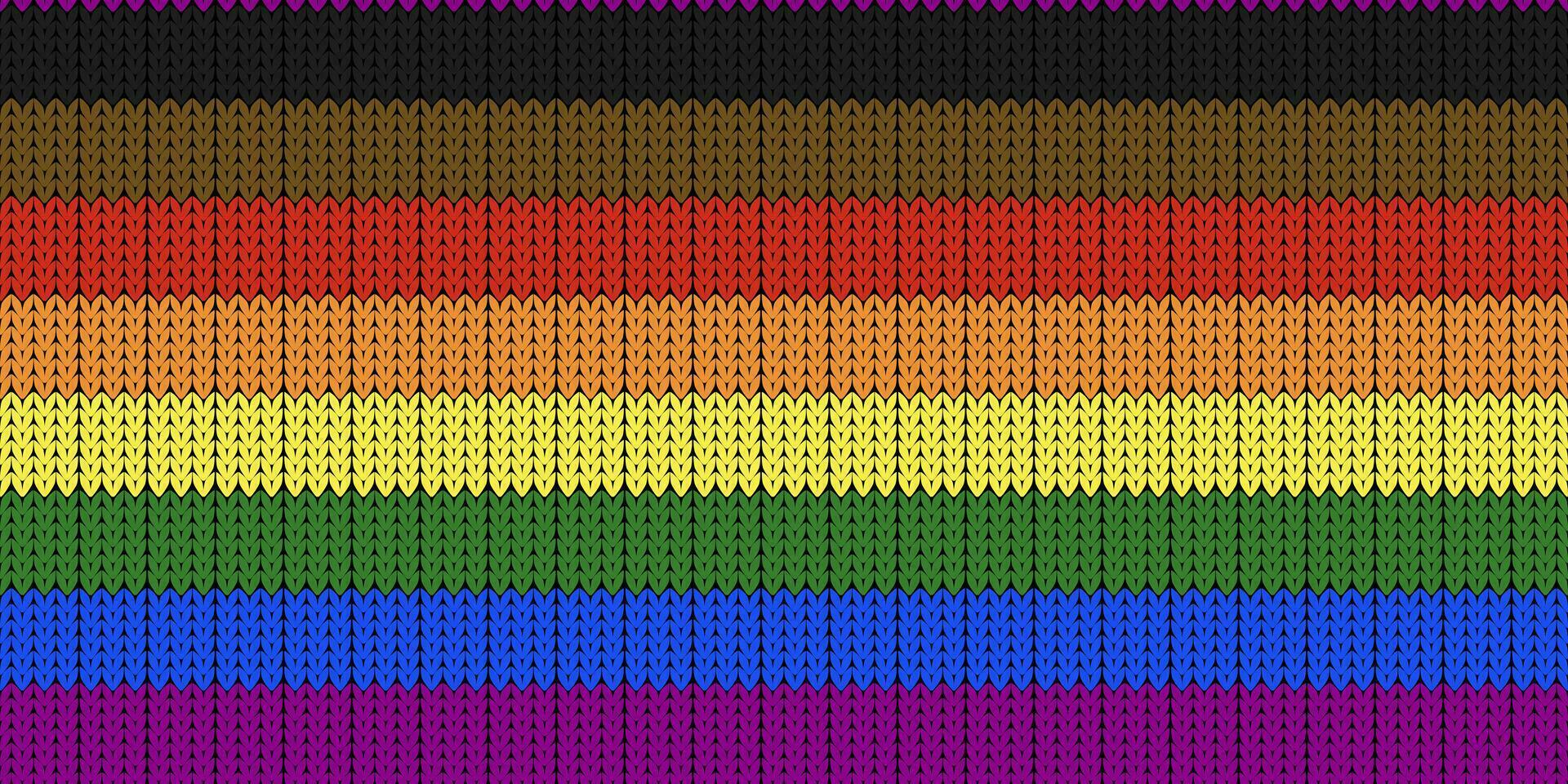 Philadelphia People of Color Inclusive Flag. Pride flag illustration. Lgbt community symbol in rainbow colors. Vector backdrop for your design. FLAG WITH Knitting.