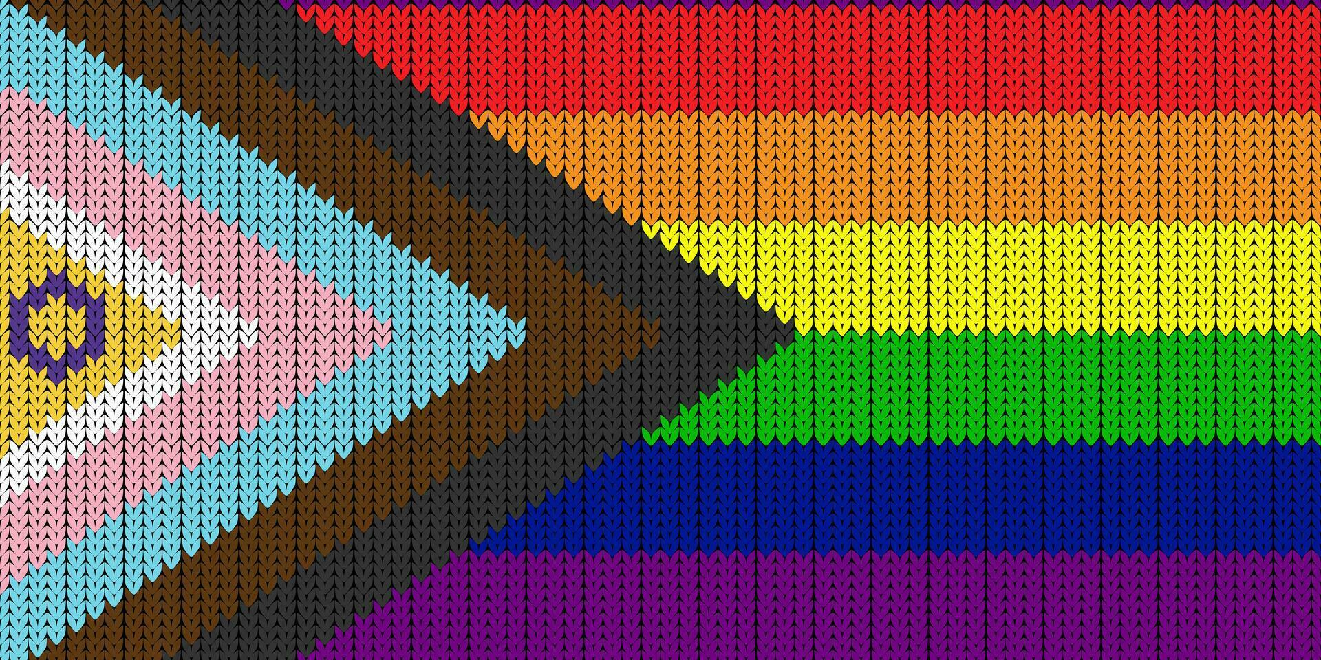 Intersex Pride Flag. Pride flag illustration. Lgbt community symbol in rainbow colors. Vector backdrop for your design. LGBT FLAG WITH Knitting