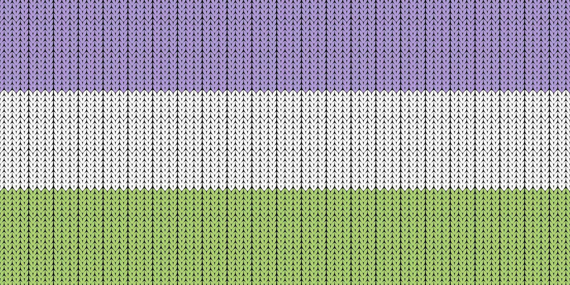 Genderqueer Flag. Pride flag illustration. Lgbt community symbol in rainbow colors. Vector backdrop for your design. LGBT FLAG WITH Knitting