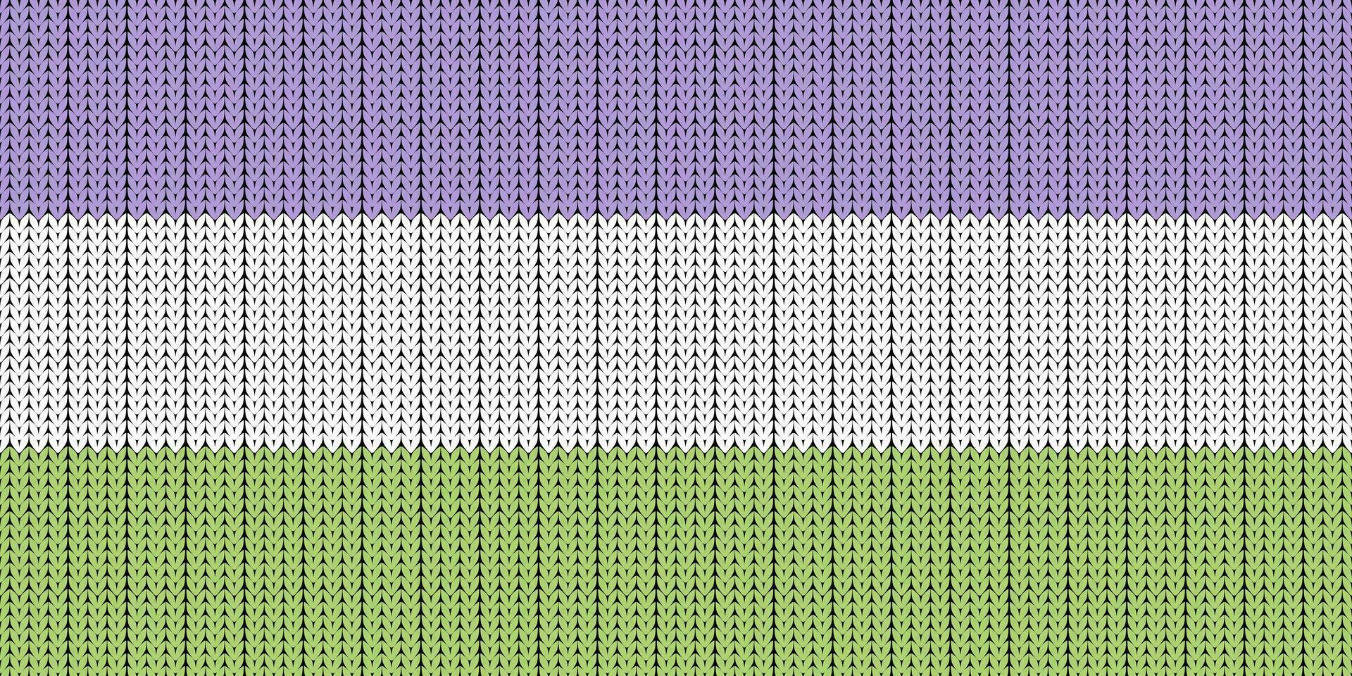 Genderqueer Flag. Pride flag illustration. Lgbt community symbol in rainbow colors. Vector backdrop for your design. LGBT FLAG WITH Knitting