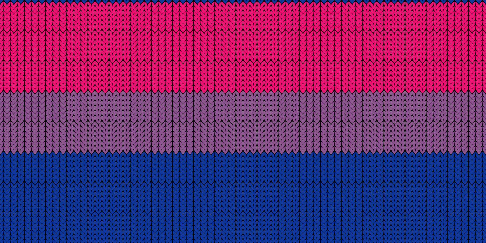 Bisexual Flag. Pride flag illustration. Lgbt community symbol in rainbow colors. Vector backdrop for your design. LGBT FLAG WITH Knitting. Rainbow Flag