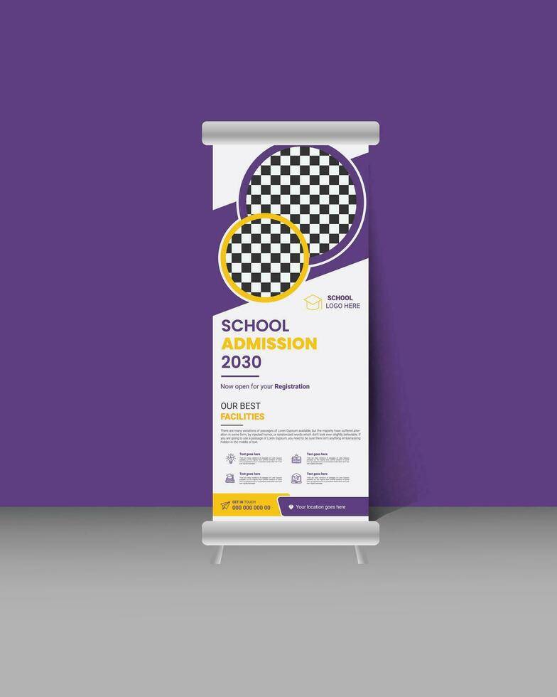 Creative Back to School Roll Up Banner Design Template vector