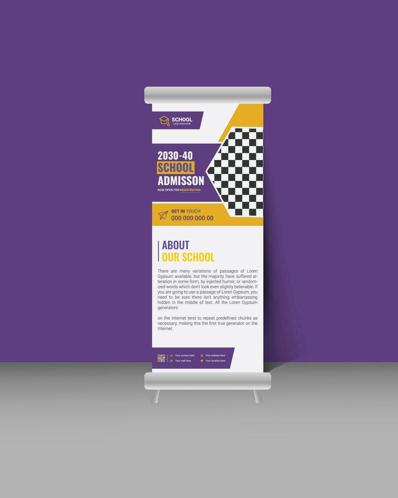 Creative Back to School Roll Up Banner Design Template vector