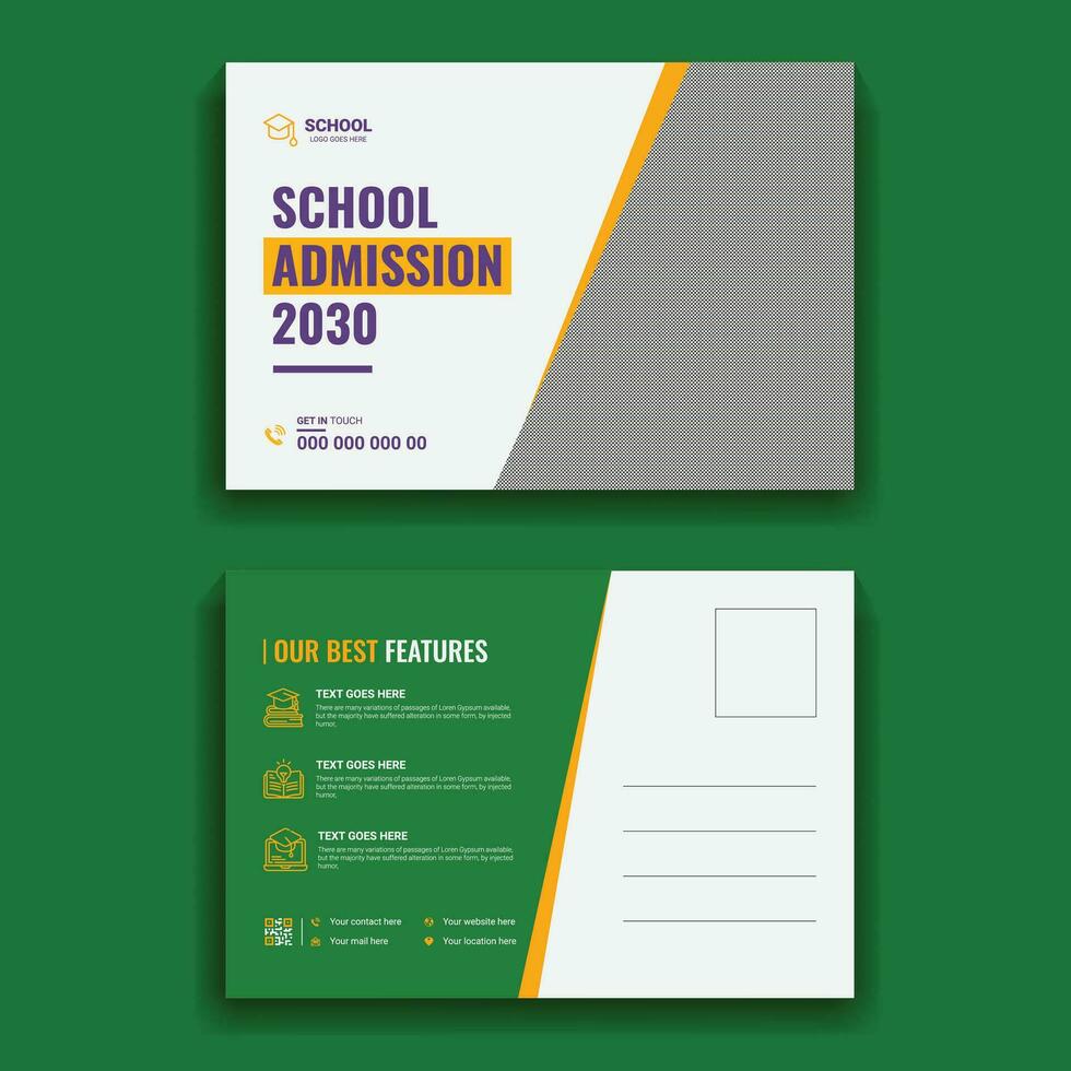 Awesome Back To School Post Card Design Template For Your School Admission vector