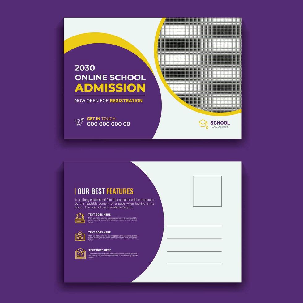 Awesome Back To School Post Card Design Template For Your School Admission vector