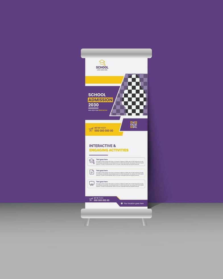 Creative Back to School Roll Up Banner Design Template vector