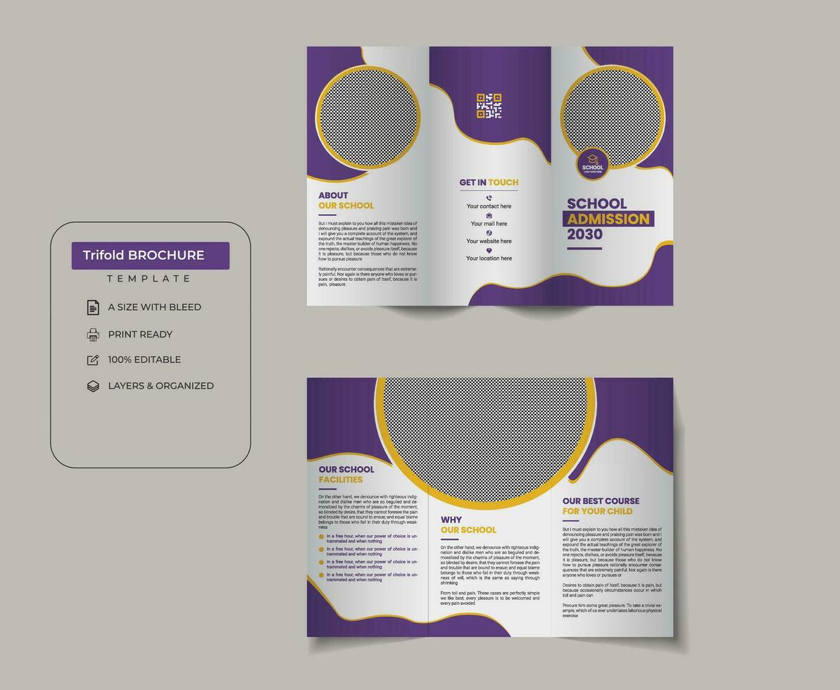 Awesome Back to School Trifold Brochure Design For Your School Admission vector