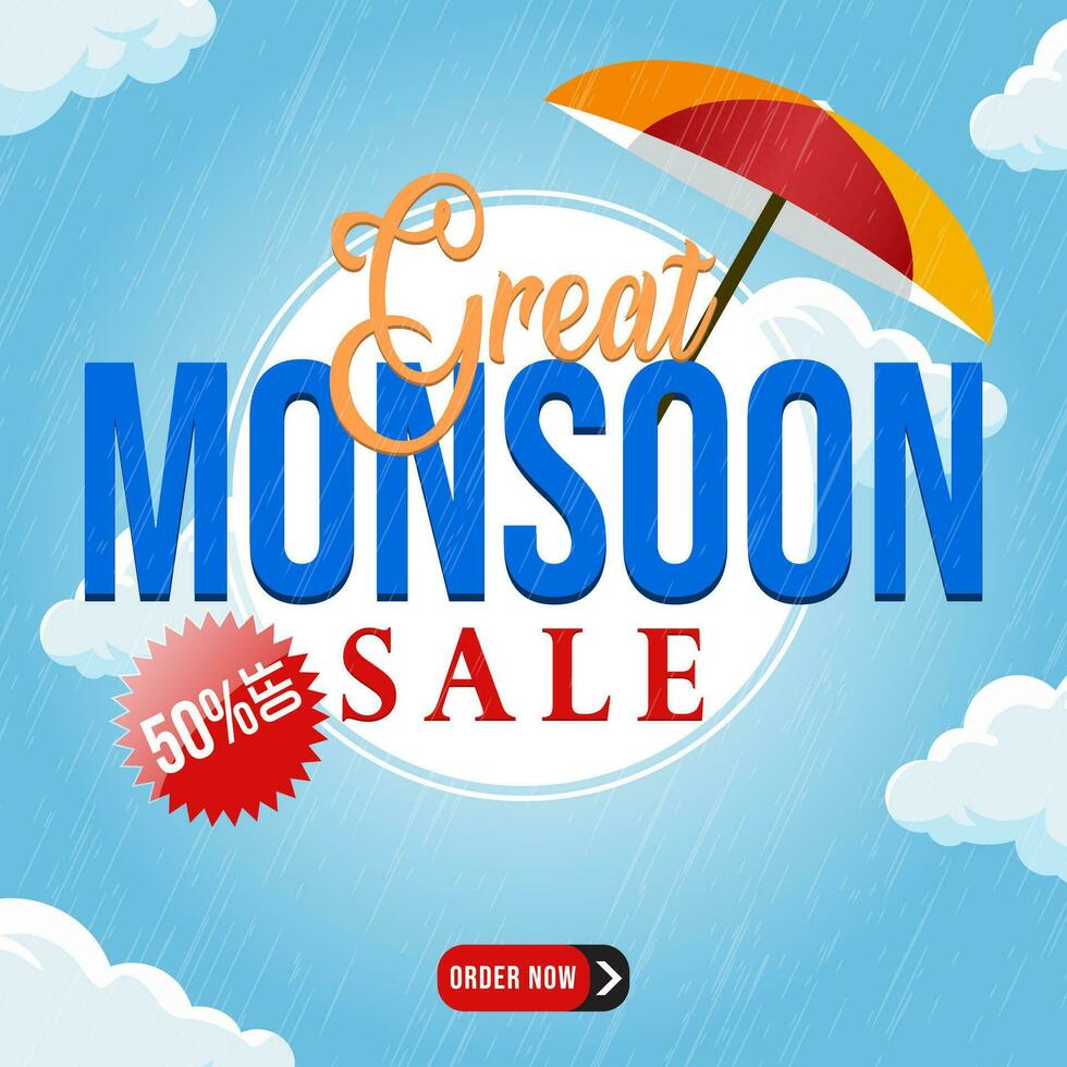 vector creative typography illustration, banner Monsoon season.