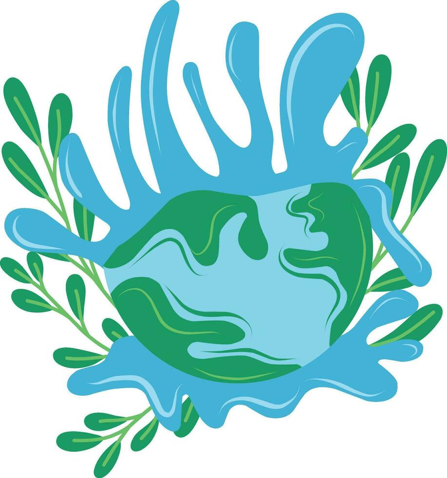 Ecology concept represented by leaves and water icon. Isolated and flat illustration vector