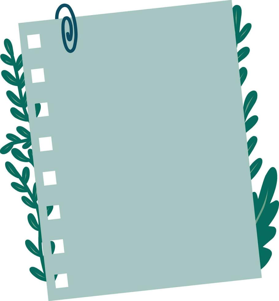 cuaderno con hojas icono imagen vector ilustración diseño verde y azul