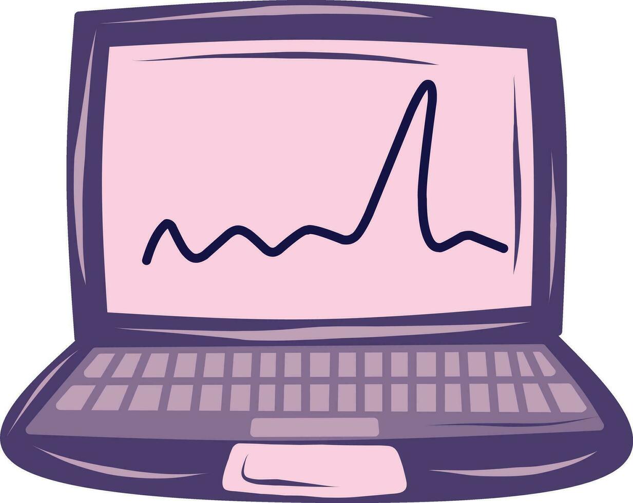ordenador portátil computadora con cardiograma icono terminado blanco fondo, vector ilustración