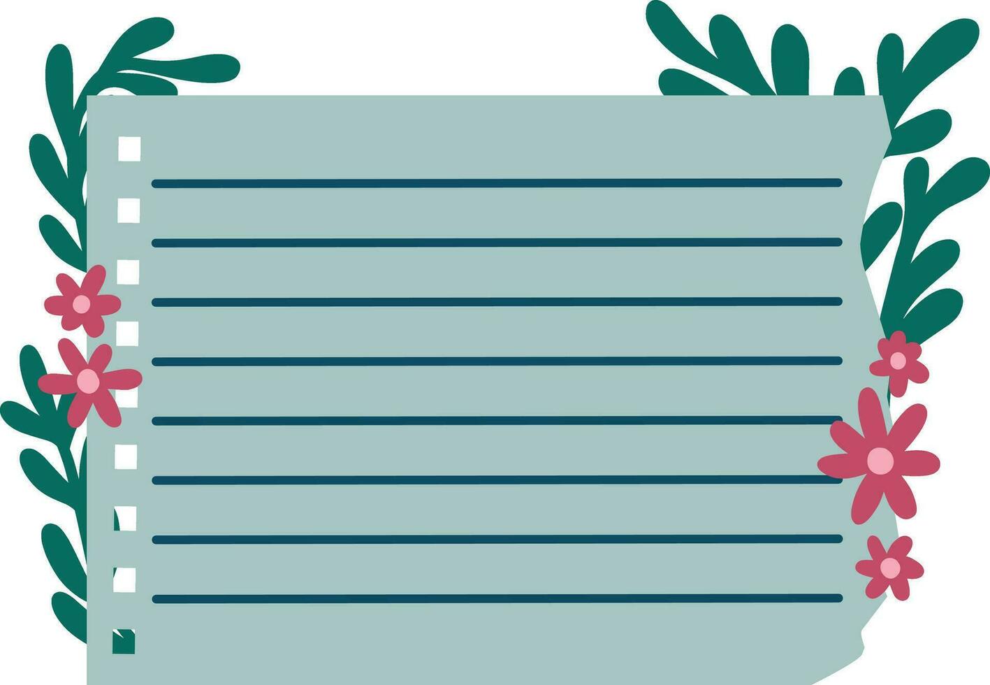 note paper with flowers and leafs vector illustration design