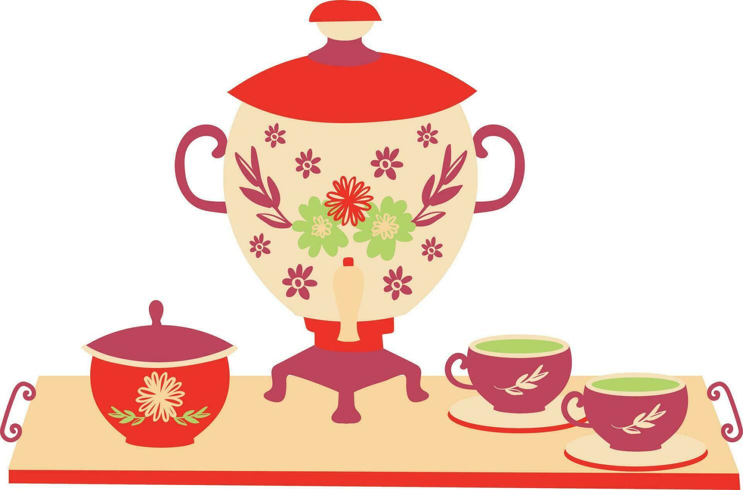 tea ceremony with teapot and cups isolated icon vector illustration design