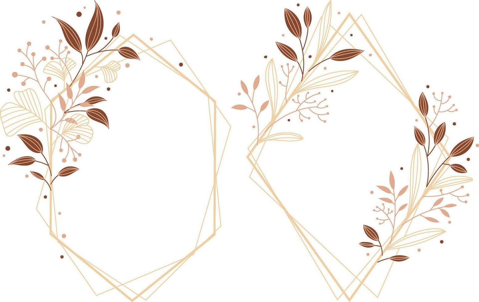 golden frames with flowers and leafs isolated icon vector illustration design