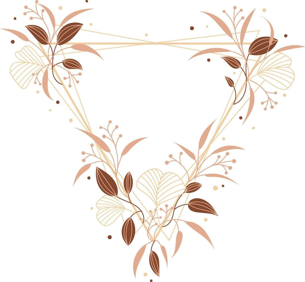 Floral heart with leaves and flowers. Vector hand drawn illustration.