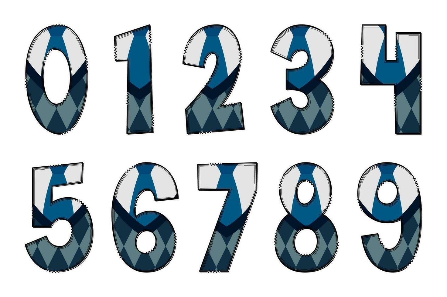 Handcrafted Sweaters Numbers. Color Creative Art Typographic Design vector