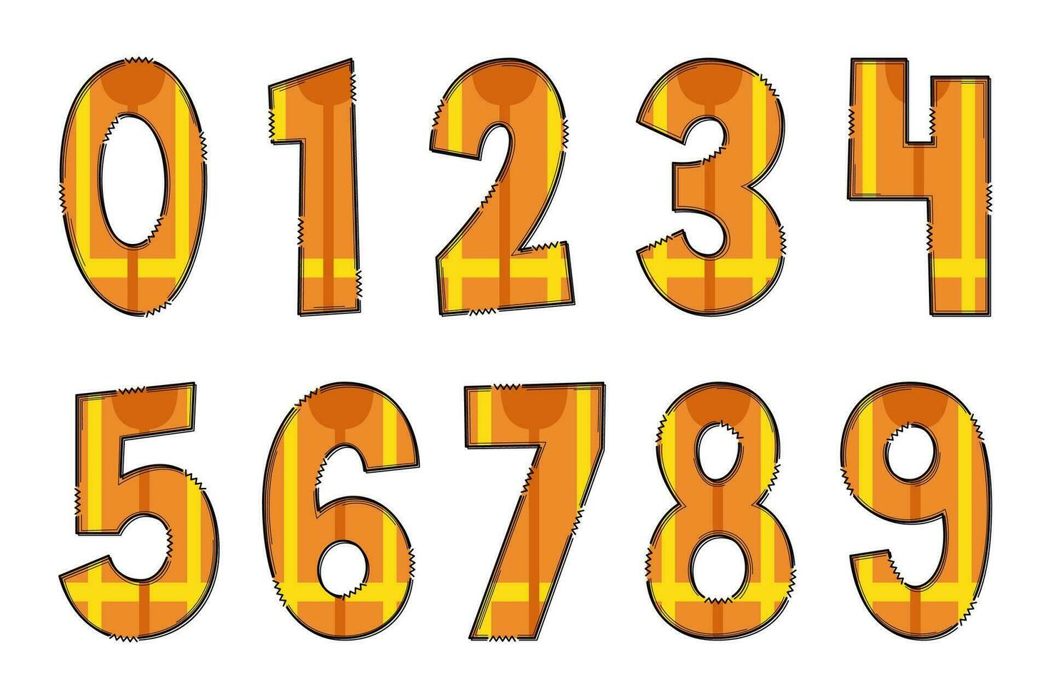 Handcrafted Safety Vest Numbers. Color Creative Art Typographic Design vector