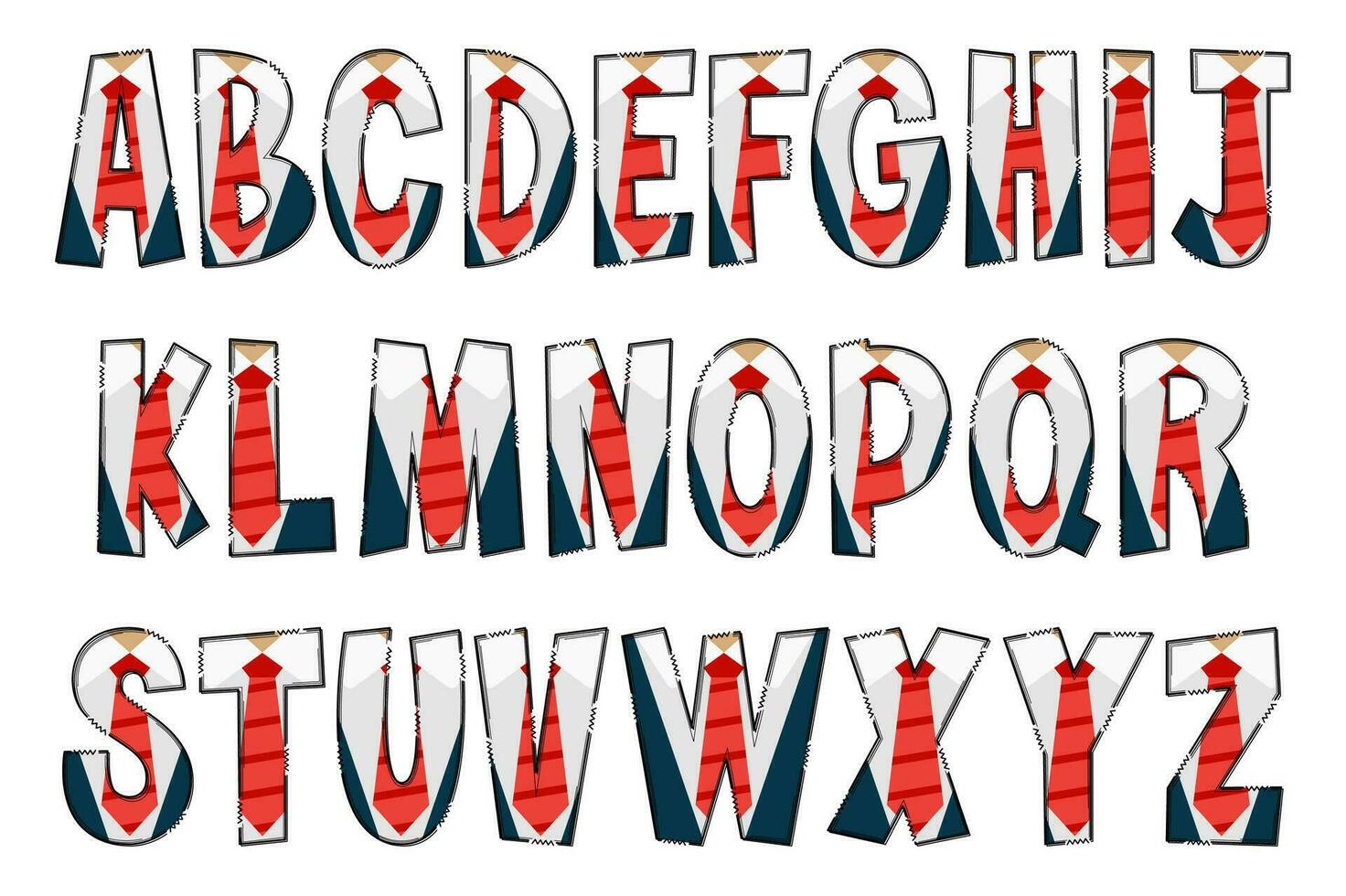 Handcrafted Businessman Letters. Color Creative Art Typographic Design vector