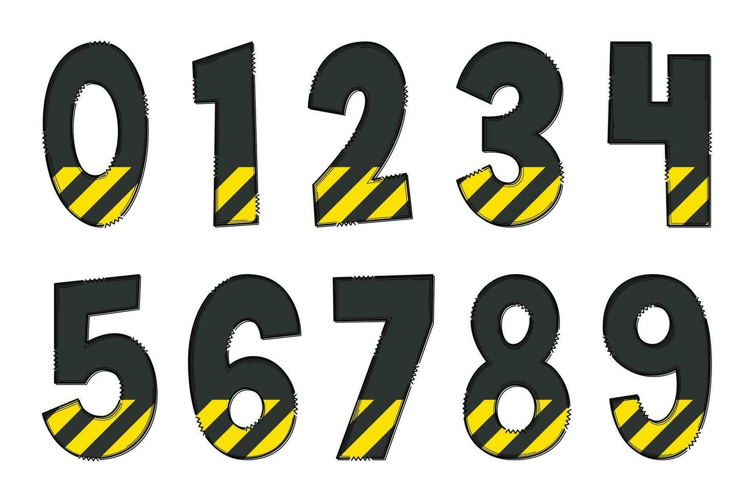 Handcrafted Under Construction Numbers. Color Creative Art Typographic Design 25784791 Vector