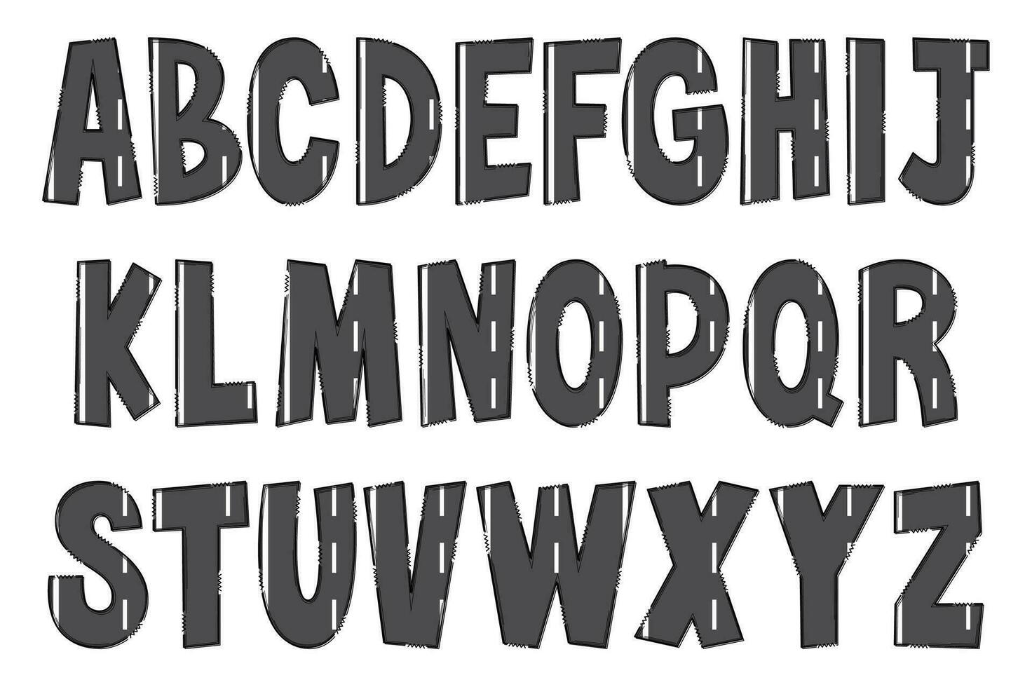 Handcrafted Highway Letters. Color Creative Art Typographic Design vector