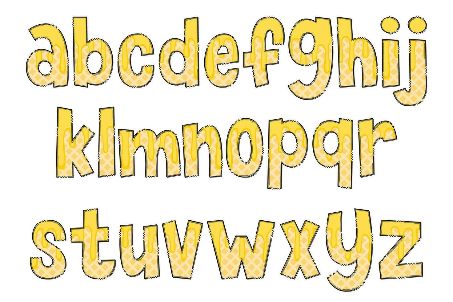 Handcrafted Cheese Wafer Letters. Color Creative Art Typographic Design vector