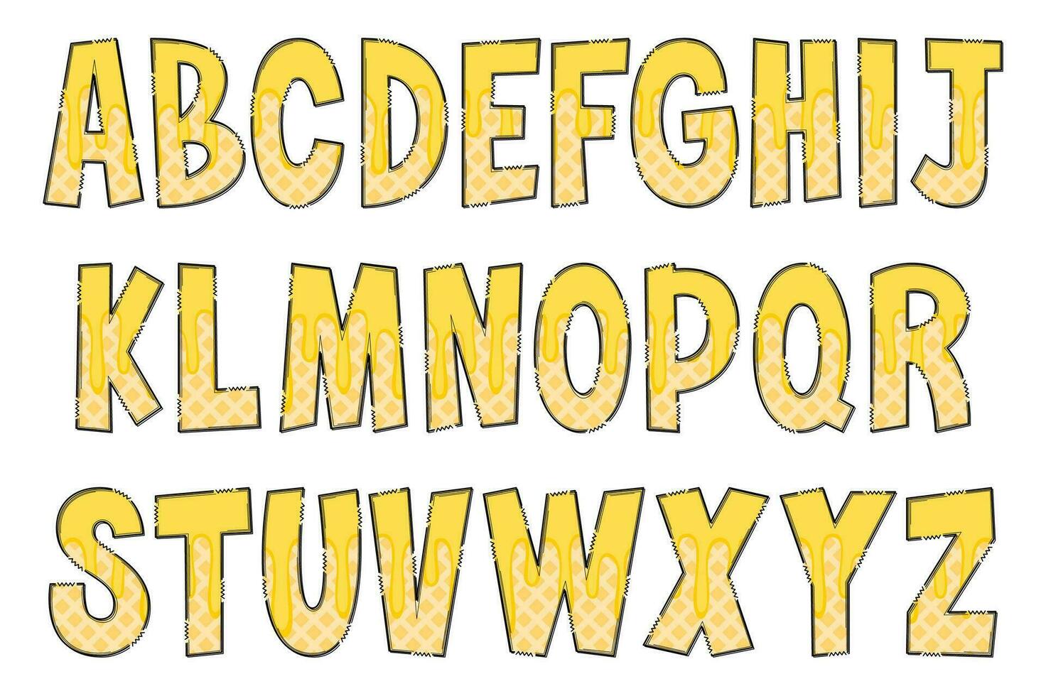 Handcrafted Cheese Wafer Letters. Color Creative Art Typographic Design vector