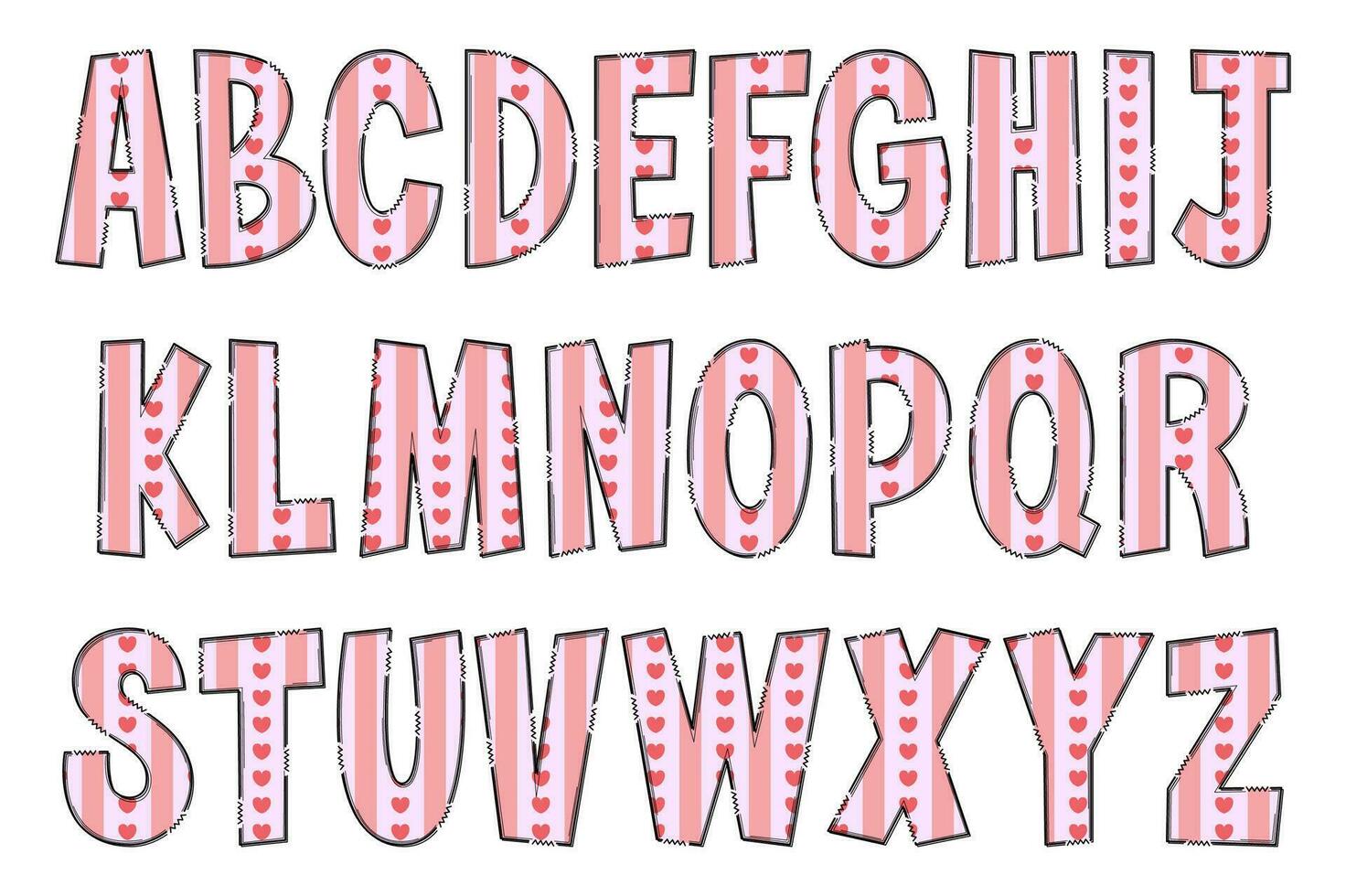 Handcrafted Simple Love Letters. Color Creative Art Typographic Design vector