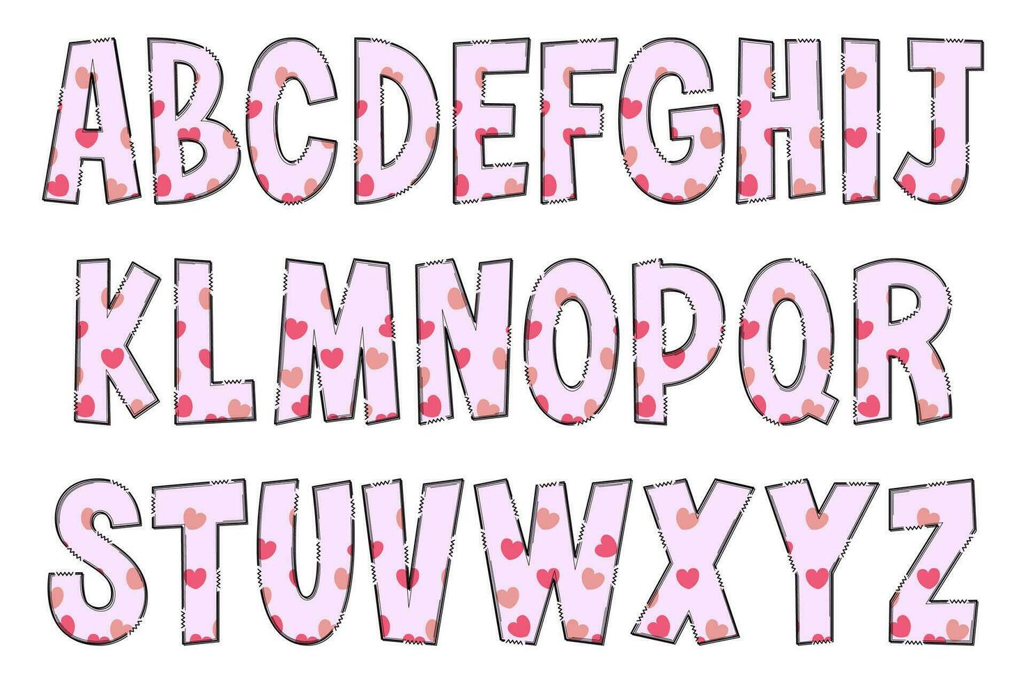 Handcrafted Pink Love Letters. Color Creative Art Typographic Design vector
