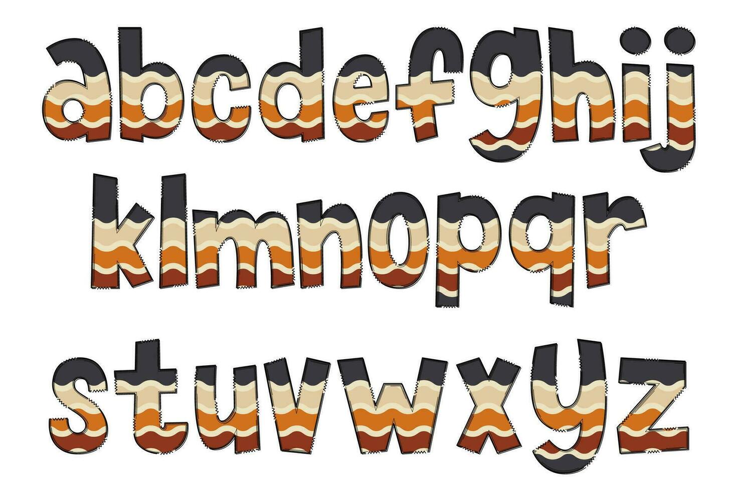 Adorable Handcrafted Autumn Wave Font Set vector